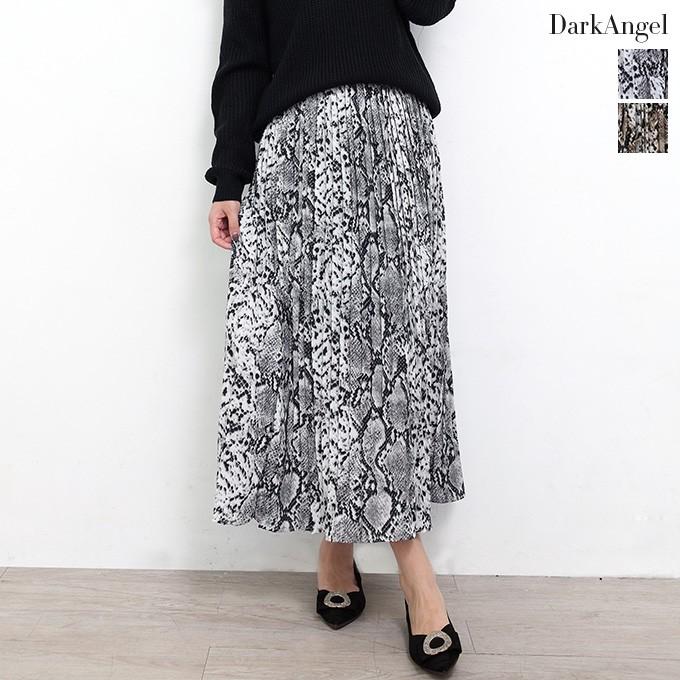 プリーツスカート パイソン柄 レディース 秋冬 冬 ロングスカート マキシ丈スカート グレー ベージュ ウエストゴム 冬 新作 Sk1909 0967 Dark Angel ダークエンジェル 通販 Yahoo ショッピング