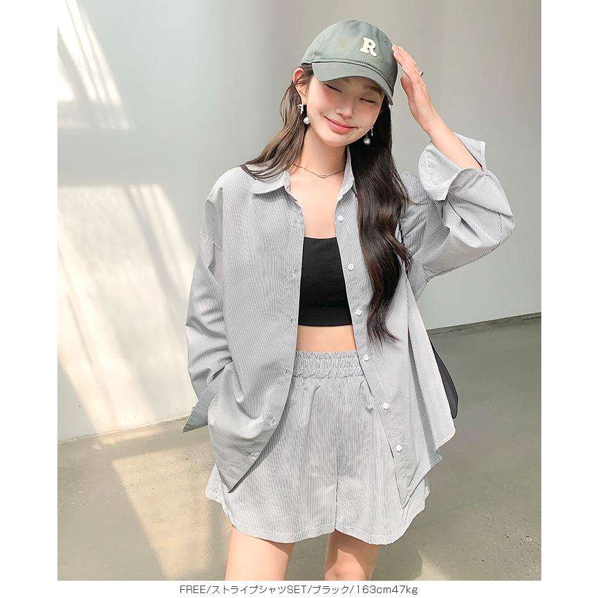 ストライプシャツラッシュガード ママ水着 服見え ストライプシャツ