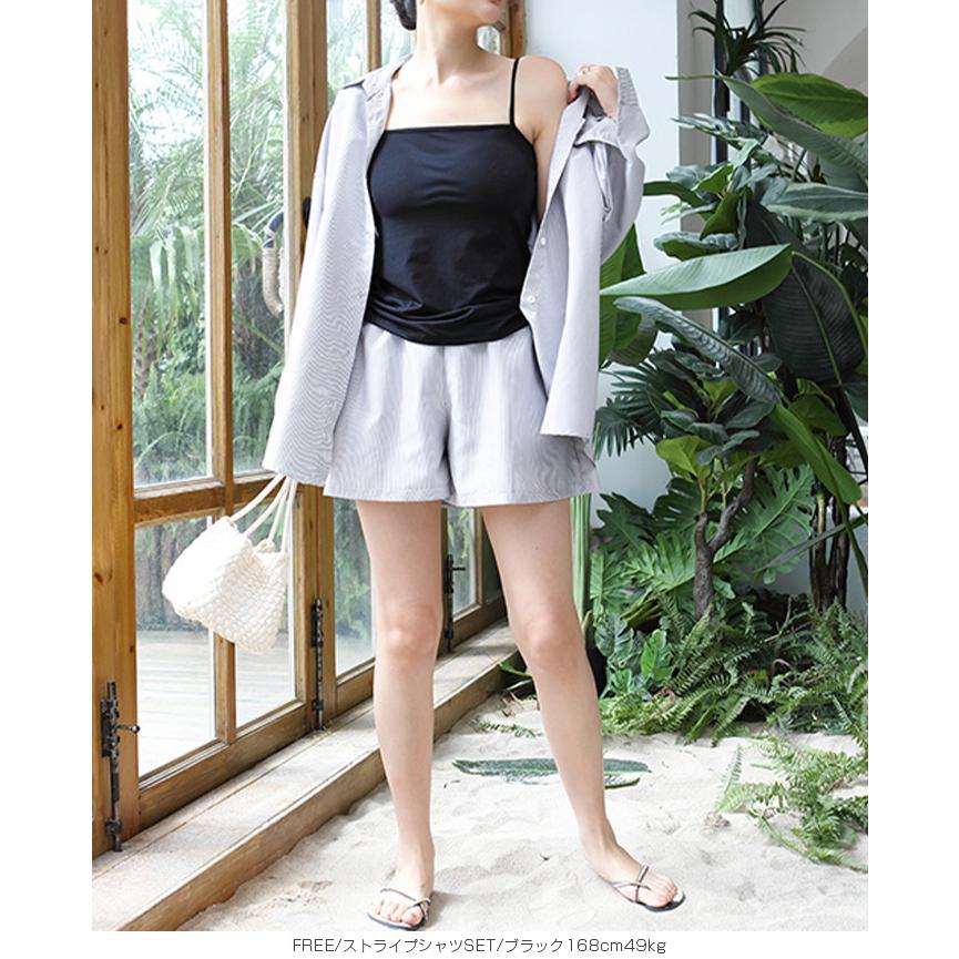 ストライプシャツラッシュガード ママ水着 服見え ストライプシャツ
