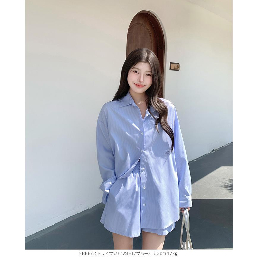 ストライプシャツラッシュガード ママ水着 服見え ストライプシャツ