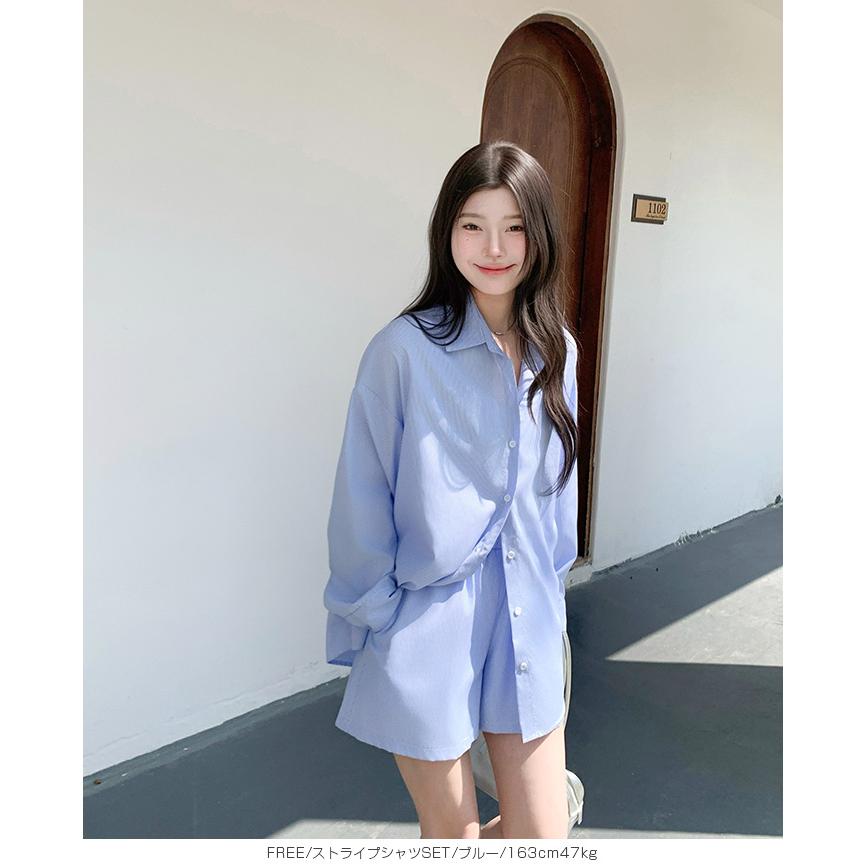 ストライプシャツラッシュガード ママ水着 服見え ストライプシャツ