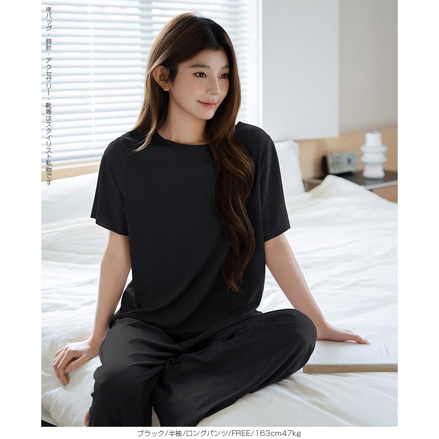 zimmerli × SWISS 航空 パジャマ・ルームウェア半袖茶・長ズボン黒 Dark Angel（ダークエンジェル） ルームウェア さらてろリブ