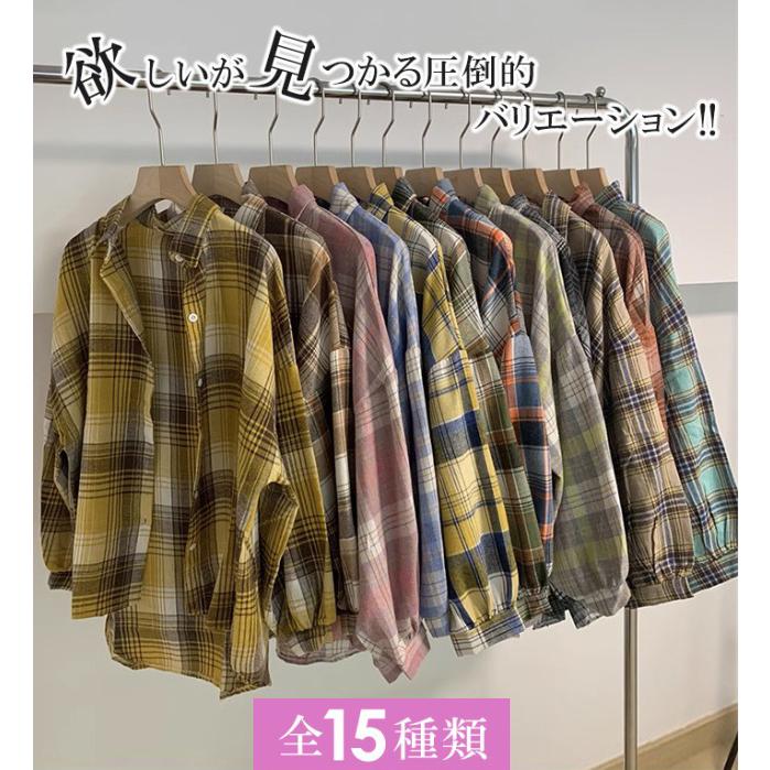 Dark Angel ドロップショルダーチェックシャツ ブラウス 秋 Dark Angel ドロップショルダーチェックシャツ ブラウス 秋