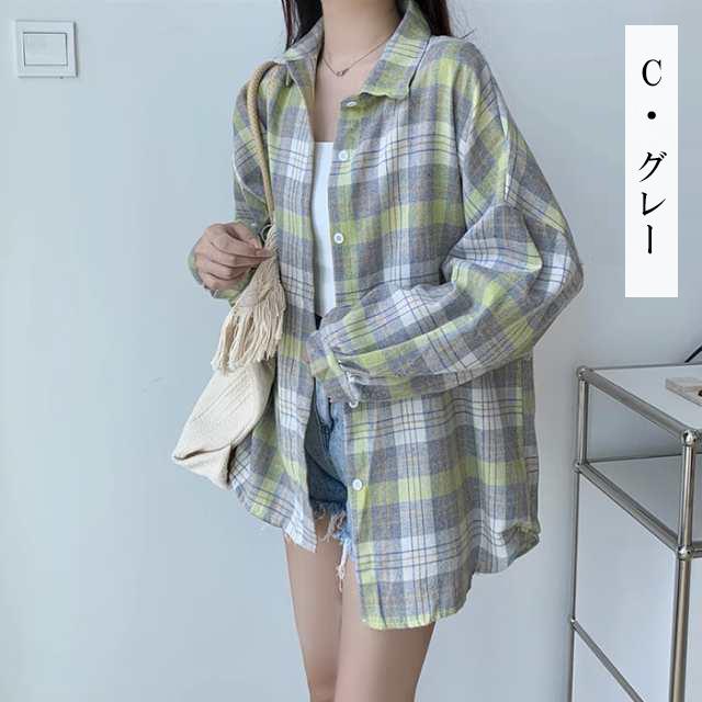 Dark Angel ドロップショルダーチェックシャツ ブラウス 秋 Dark Angel ドロップショルダーチェックシャツ ブラウス 秋
