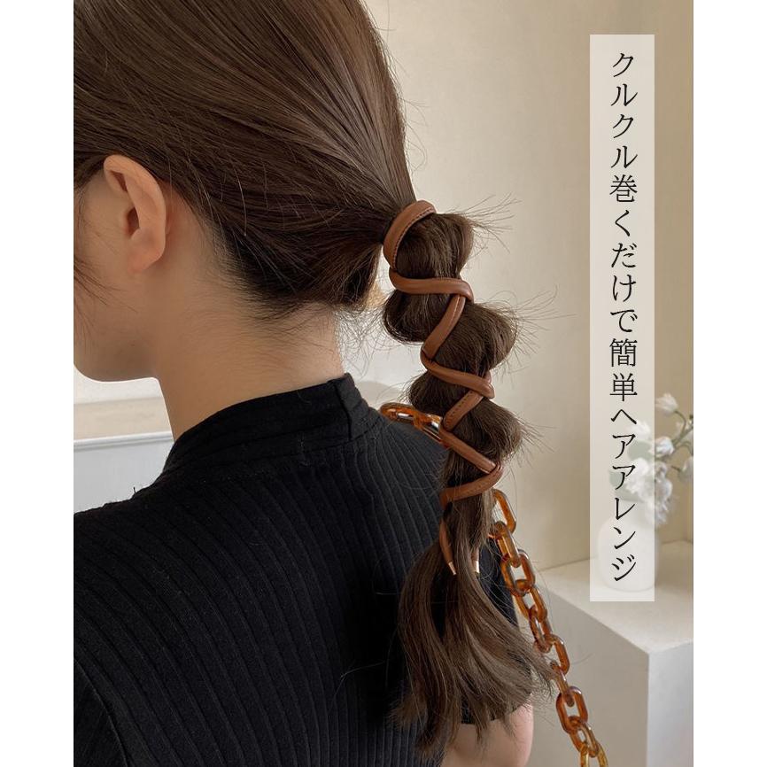 ワイヤーポニー ヘアワイヤー アレンジワイヤー ヘアアクセサリー 韓国 まとめ髪 シンプル おしゃれ かわいい フェイクレザー 合皮｜newmode｜02