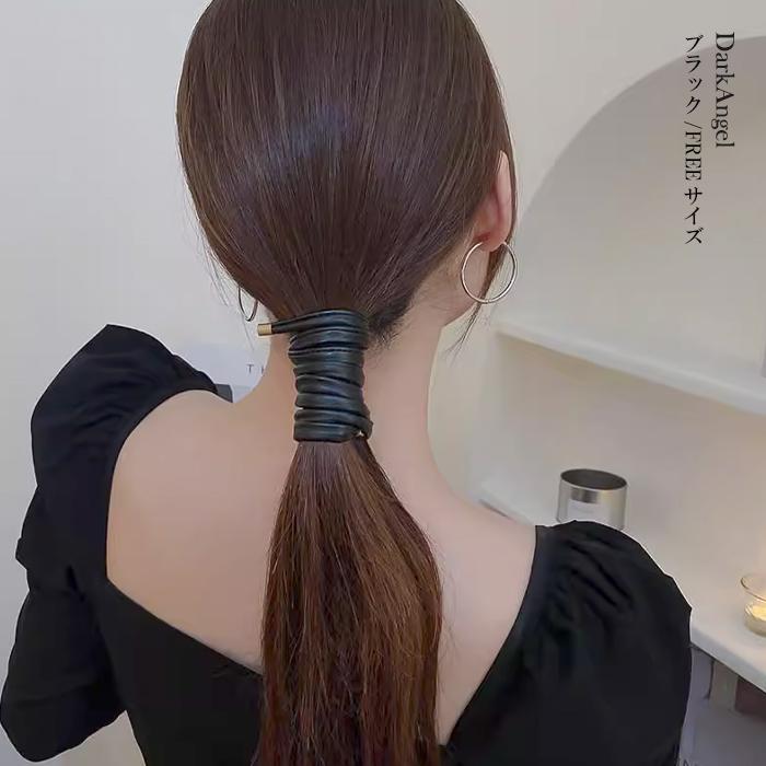 ワイヤーポニー ヘアワイヤー アレンジワイヤー ヘアアクセサリー 韓国 まとめ髪 シンプル おしゃれ かわいい フェイクレザー 合皮｜newmode｜09