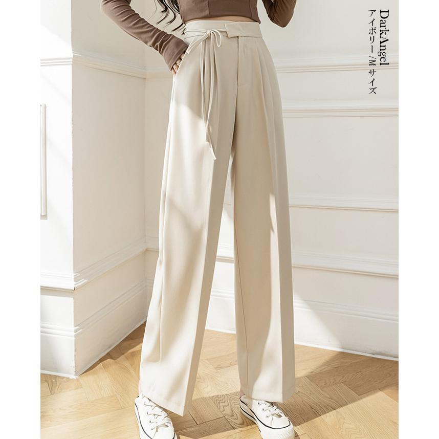 ダブルボタン登場♪選べる2タイプタックワイドパンツ『感動』美脚見え  