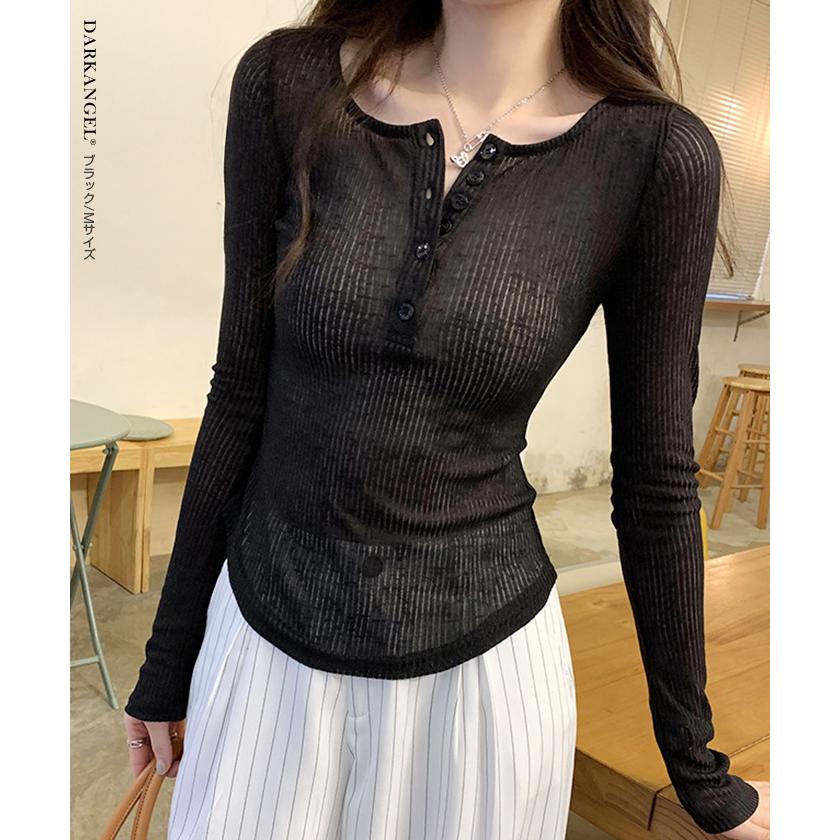 シアーヘンリーネックプルオーバー　ブラック シアーヘンリーネックプルオーバー ブラック シアーヘンリーネックプル