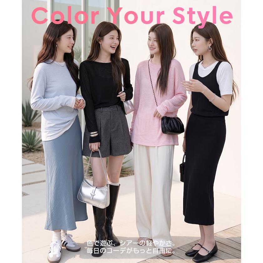 IRENE アイレネ Sheer Layered Longsleeves Tee/ サイズ:36 シアーレイヤードカットソー/変形/ 26S82005   ブラック レディース / 240001159644 アイレネ - IRENE | Nylon Sheer Cut and sewn-Black-36の通販