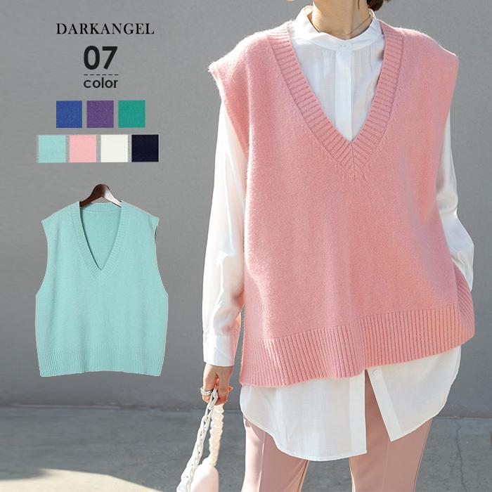 ニットベスト レディース Vネック 大きいサイズ オーバーサイズ フレンチスリーブ 体型カバー きれいめ カジュアル オーバーサイズvネックニット ベスト Tp21 32 Dark Angel ダークエンジェル 通販 Yahoo ショッピング