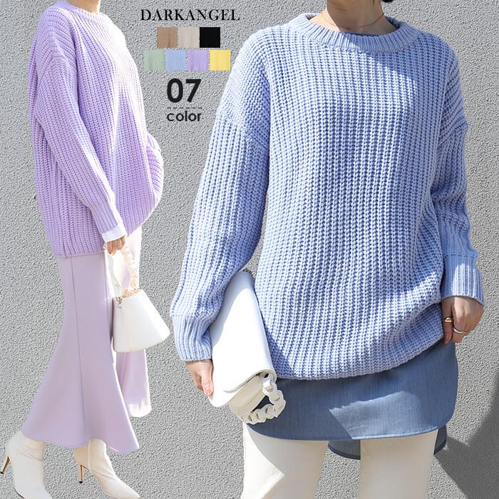 ニット レディース ゆったり チャンキーニット ローゲージニット カラーニット パステルカラー 大きいサイズ ゆったり オーバーサイズ Tp21 3292 Dark Angel ダークエンジェル 通販 Yahoo ショッピング