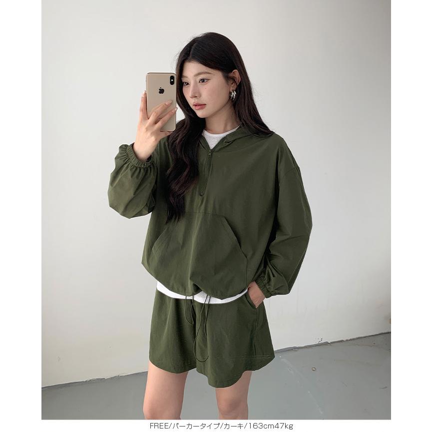 水陸両用アノラックラッシュガードセットアップ フード付き 水陸両用 アノラックパーカー パーカー ハーフジップ ショーツ ショートパンツ 体型カバー 速乾 UV |  | 15