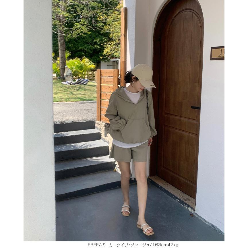 水陸両用アノラックラッシュガードセットアップ フード付き 水陸両用 アノラックパーカー パーカー ハーフジップ ショーツ ショートパンツ 体型カバー 速乾 UV |  | 16