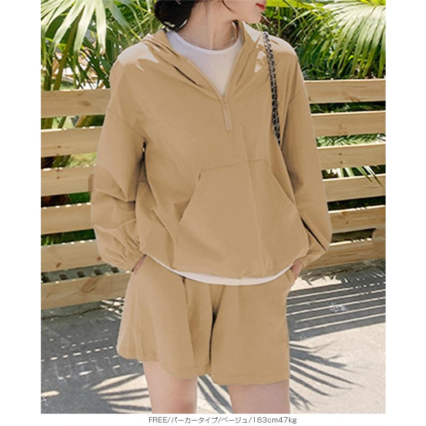 水陸両用アノラックラッシュガードセットアップ フード付き 水陸両用 アノラックパーカー パーカー ハーフジップ ショーツ ショートパンツ 体型カバー 速乾 UV |  | 21