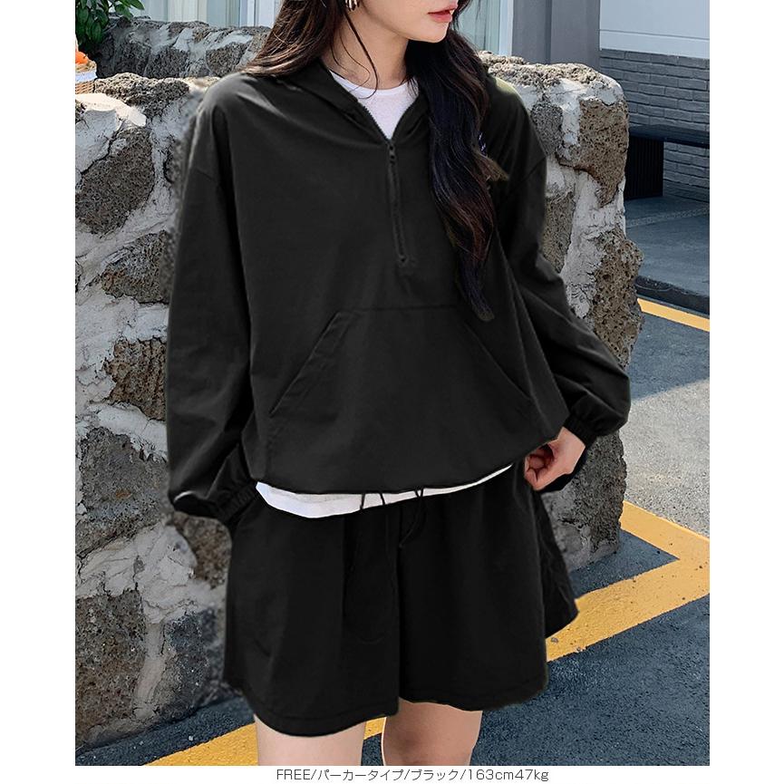 水陸両用アノラックラッシュガードセットアップ フード付き 水陸両用 アノラックパーカー パーカー ハーフジップ ショーツ ショートパンツ 体型カバー 速乾 UV |  | 23