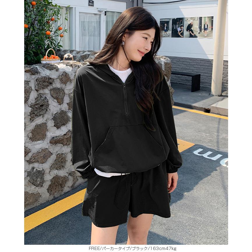 水陸両用アノラックラッシュガードセットアップ フード付き 水陸両用 アノラックパーカー パーカー ハーフジップ ショーツ ショートパンツ 体型カバー 速乾 UV |  | 24