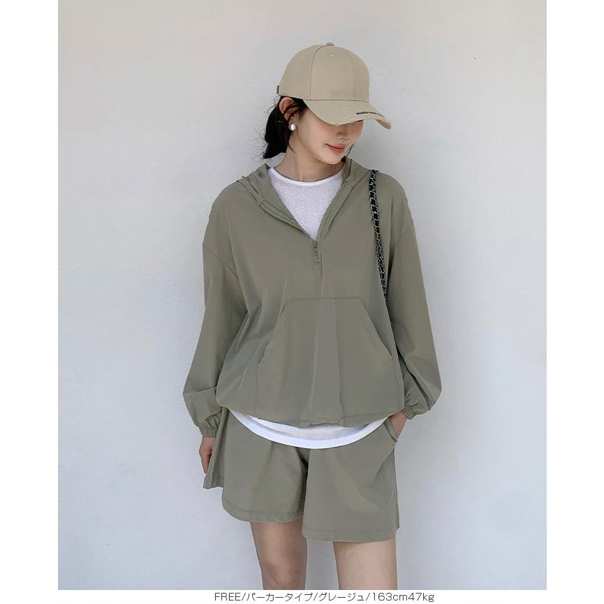 水陸両用アノラックラッシュガードセットアップ フード付き 水陸両用 アノラックパーカー パーカー ハーフジップ ショーツ ショートパンツ 体型カバー 速乾 UV |  | 07