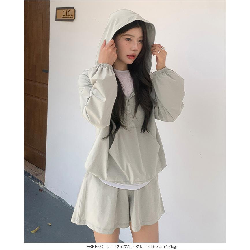 水陸両用アノラックラッシュガードセットアップ フード付き 水陸両用 アノラックパーカー パーカー ハーフジップ ショーツ ショートパンツ 体型カバー 速乾 UV |  | 10