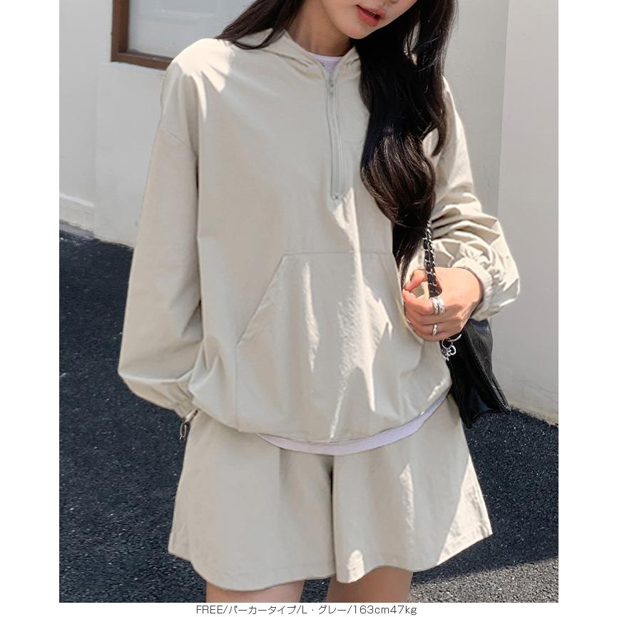 水陸両用アノラックラッシュガードセットアップ フード付き 水陸両用 アノラックパーカー パーカー ハーフジップ ショーツ ショートパンツ 体型カバー 速乾 UV |  | 13