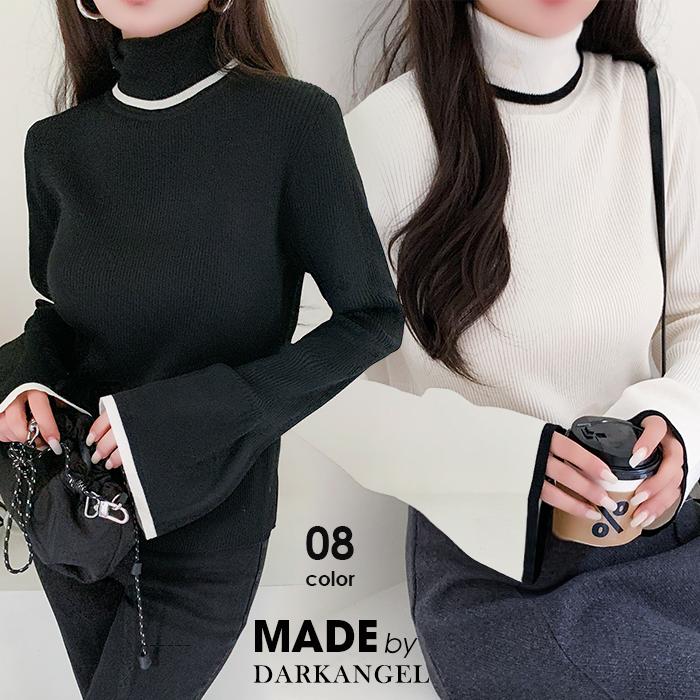 Dark Angel（ダークエンジェル） 配色フレアスリーブハイネックニット