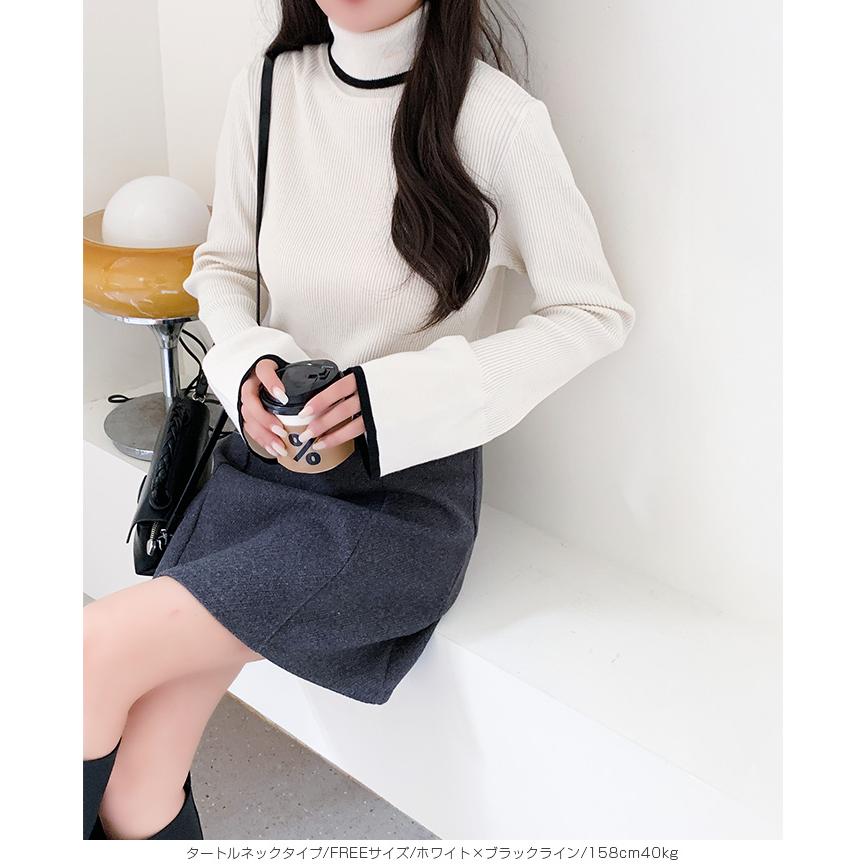 Dark Angel（ダークエンジェル） 配色フレアスリーブハイネックニット