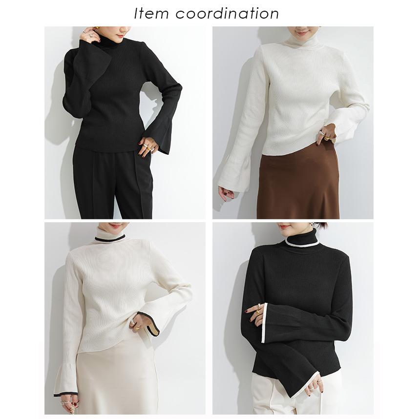 ルシェルブルー  エンジェルスリーブハイネックトップス ル シェル ブルー - LE CIEL BLEU | Turtle-Neck Knit | RESTIR リステア