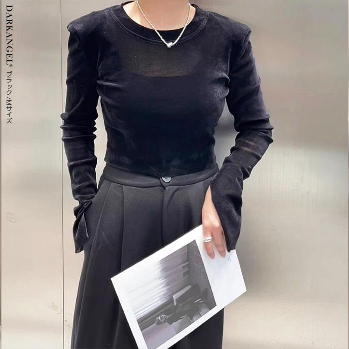 MEER. ベロアトップス 未使用品 ブラック Dark Angel（ダークエンジェル） スリットスリーブベロアトップス