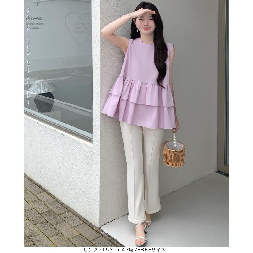 Dark Angel ノースリーブ フレア ペプラムトップス レディース