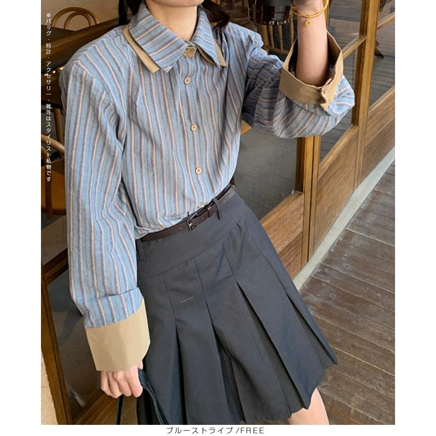 Dark Angel シャツ トップス Yシャツ レディース 春 秋 ストライプ