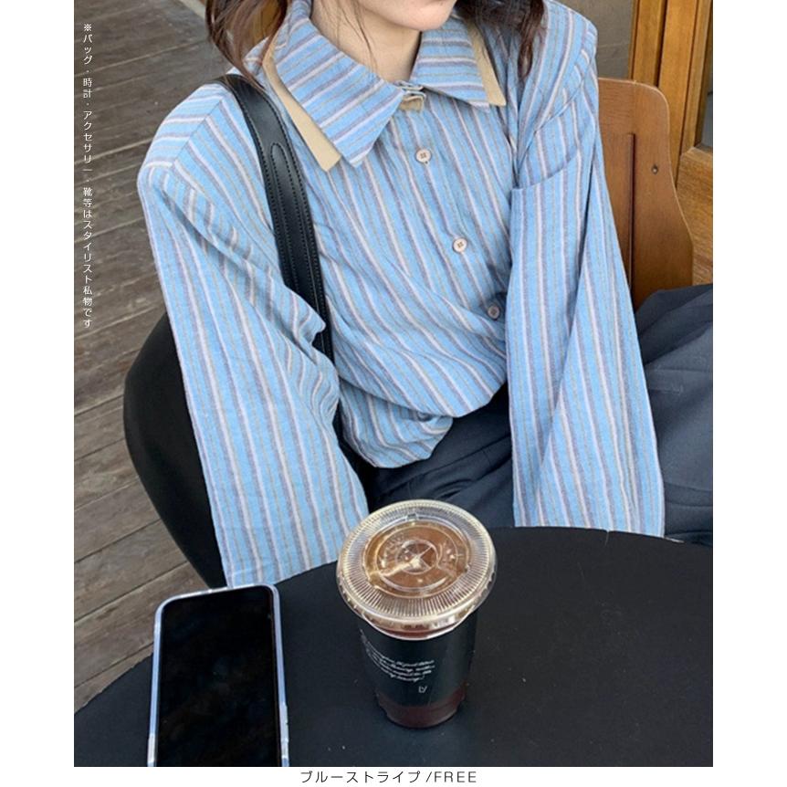 Dark Angel シャツ トップス Yシャツ レディース 春 秋 ストライプ