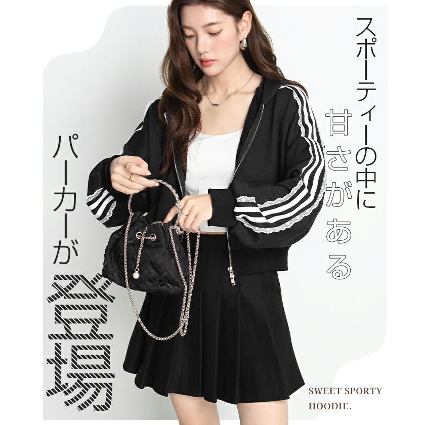 トップス パーカー レディース 春 秋 冬 長袖 ファスナー ダブルジップ