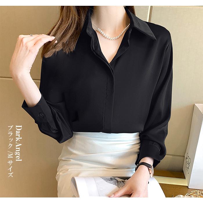 シャツ ブラウス 長袖 大きいサイズ M L バイカラー オフィスカジュアル ジョーゼットシフォン ベーシック ジョーゼットとろみシャツ レディース トップス 30代 Tpg1711 06 Dark Angel ダークエンジェル 通販 Yahoo ショッピング