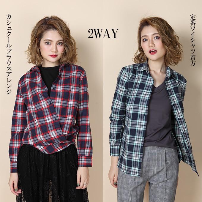 チェックシャツ ネルシャツ チェック柄シャツ チェック チェック柄 シャツ Yシャツ カシュクール 2way チェックシャツ レディーストップス Tpg1808 1301 Dark Angel ダークエンジェル 通販 Yahoo ショッピング