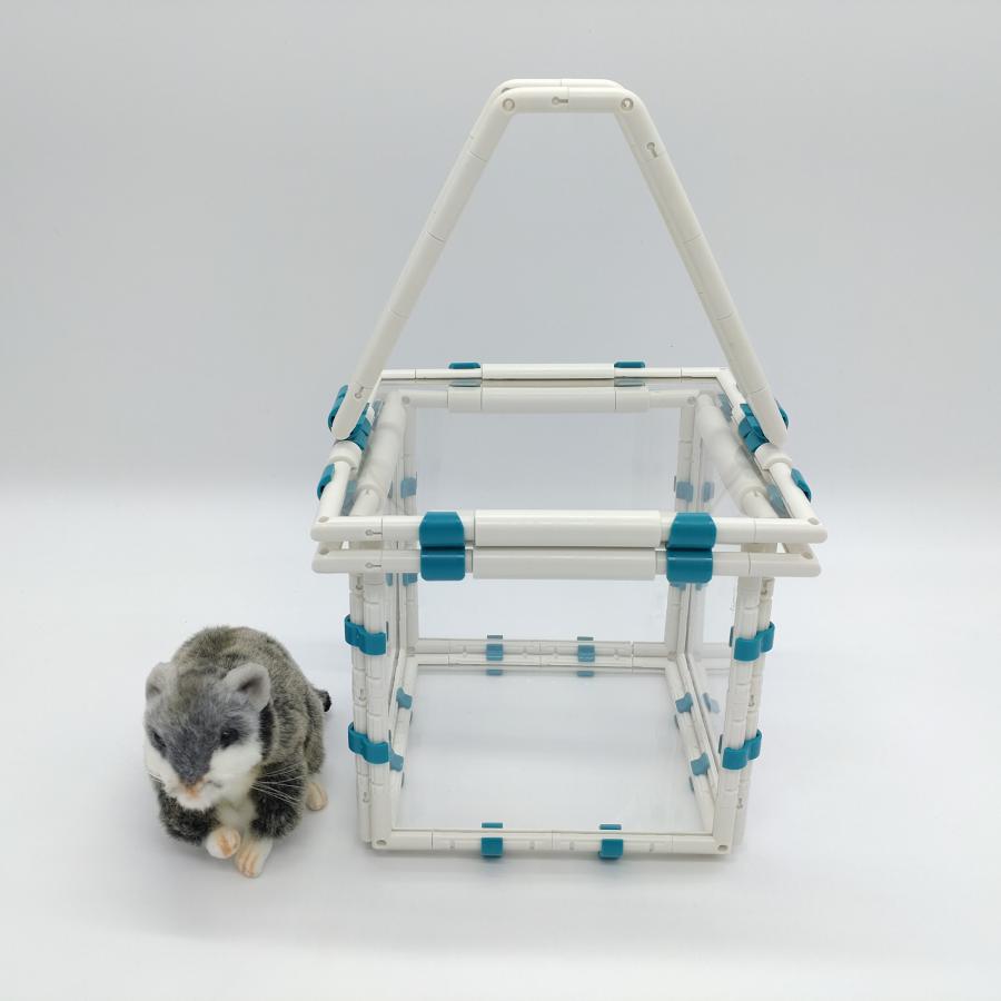 アニマルケージ バスケット 正方形【小】組み立てキット キャリーケース キャリー ポータブルケージ 掃除 お出かけ 旅行 病院 ニューノーマルブロック | 