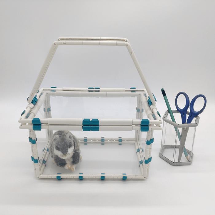 アニマルケージ バスケット 長方形【小】組み立てキット キャリーケース キャリー ポータブルケージ 掃除 お出かけ 旅行 病院 ニューノーマルブロック | 