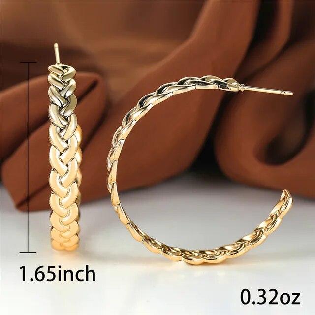 Boho Female Big Round Metal Earring Simple Fashion Twist Braid Earrings Vin｜newold-goods｜12