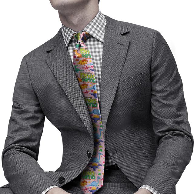 New Men Necktie Funny Cartoon Dinosaur Pattern Print 8CM Fashion Novelty Ca｜newold-goods｜14