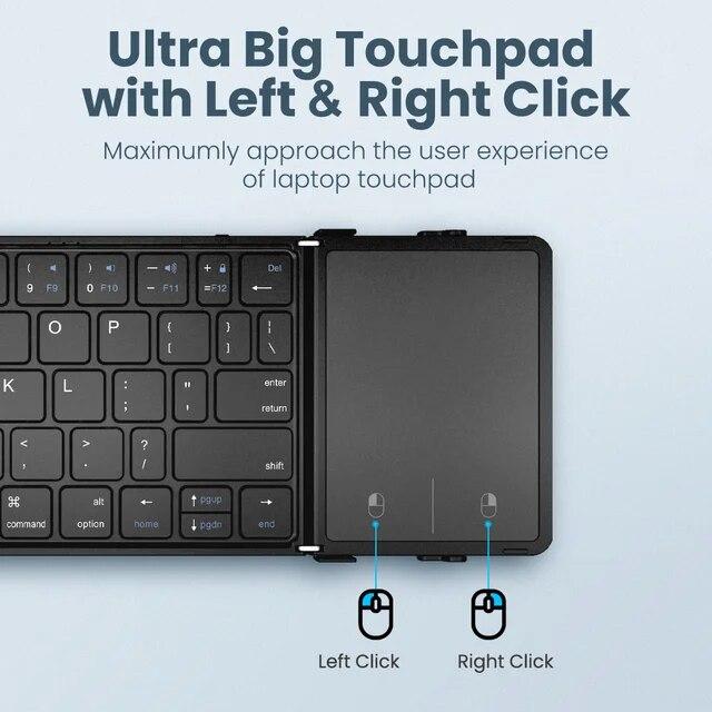 タッチパッド付きワイヤレス折りたたみ式キーボード,Hebrew,Corea,ロシア,Bluetooth,充電式,タブレット,iPad｜newold-goods｜02