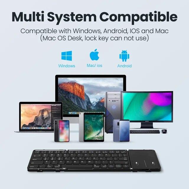 タッチパッド付きワイヤレス折りたたみ式キーボード,Hebrew,Corea,ロシア,Bluetooth,充電式,タブレット,iPad｜newold-goods｜03