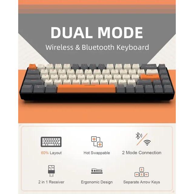 60% ワイヤレスメカニカルキーボードBluetoothデュアルモード 60% ワイヤレスメカニカルキーボードBluetoothデュアルモード