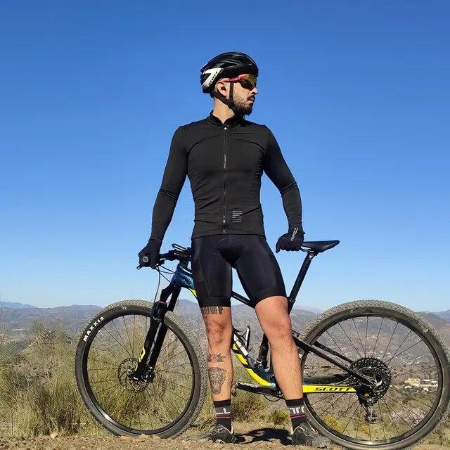 Ykywbike冬用サイクリングジャージ男性用サーマルフリースmtb自転車