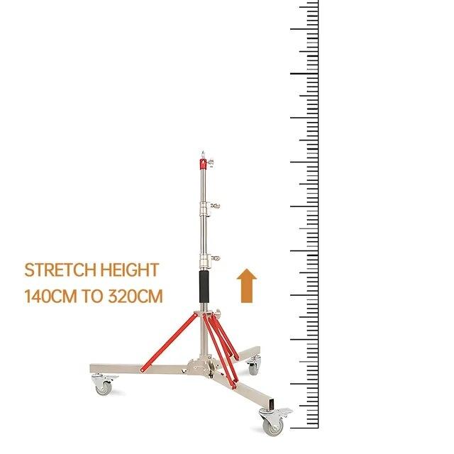ホイール付きステンレス鋼ヘビーデューティーライトスタンド、調整可能な三脚スタンド、スタジオソフトボックス、素晴らしいライト、リフレクター、320 cm｜newold-goods｜08