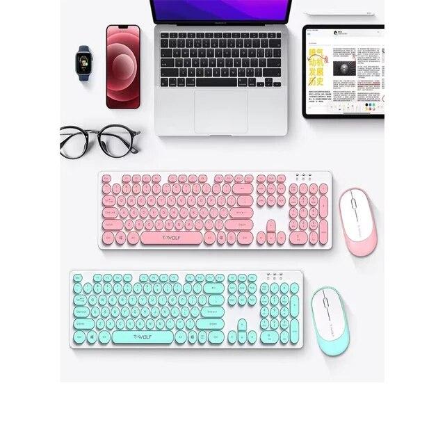 ワイヤレスコンピュータキーボードとマウスのセット,2.4g,デスクトップアクセサリー,折りたたみ式ゲーム,任意のm3,ピンクのラップトップ｜newold-goods｜10