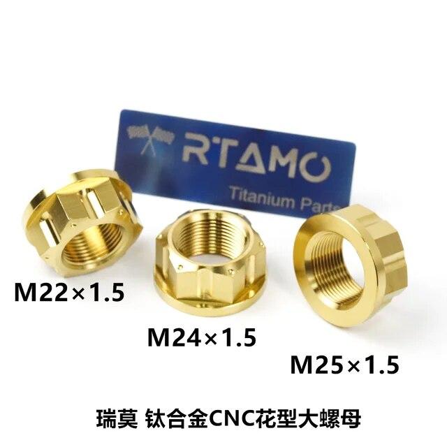 RTAMO-CNCオートバイリアアクスル、チタンナット、m22、m24、m25x1.5p、h = 18mm od = 38mm、1ピースパック用fla｜newold-goods｜02