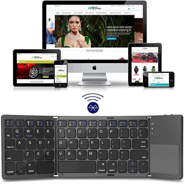 Bluetooth付きの新しいポータブルミニキーボード,折りたたみ式,ワイヤレス,タッチパッド付き,iOS/Android/Windows/Table｜newold-goods｜09