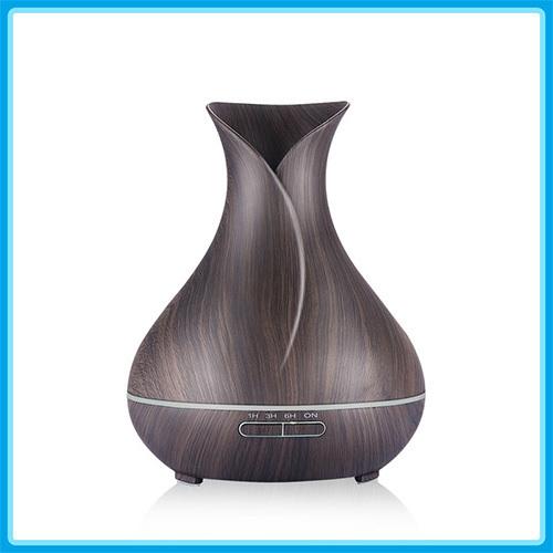 超音波式卓上加湿器 アロマディフューザー 400ml お洒落な木目調  