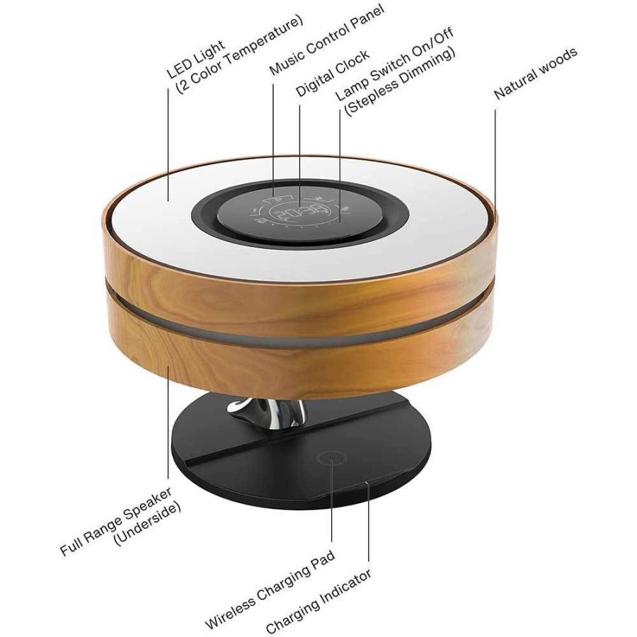 ベッドサイドランプ、TWS Bluetoothスピーカーと10Wワイヤレス ベッドサイドランプ、TWS Bluetoothスピーカーと10Wワイヤレス