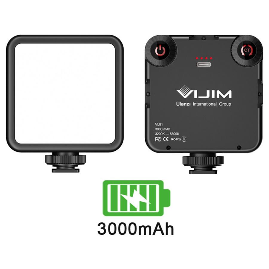VL-81 LEDビデオライト 小型 充電式 3000mAh Type-C 3200k-5600k