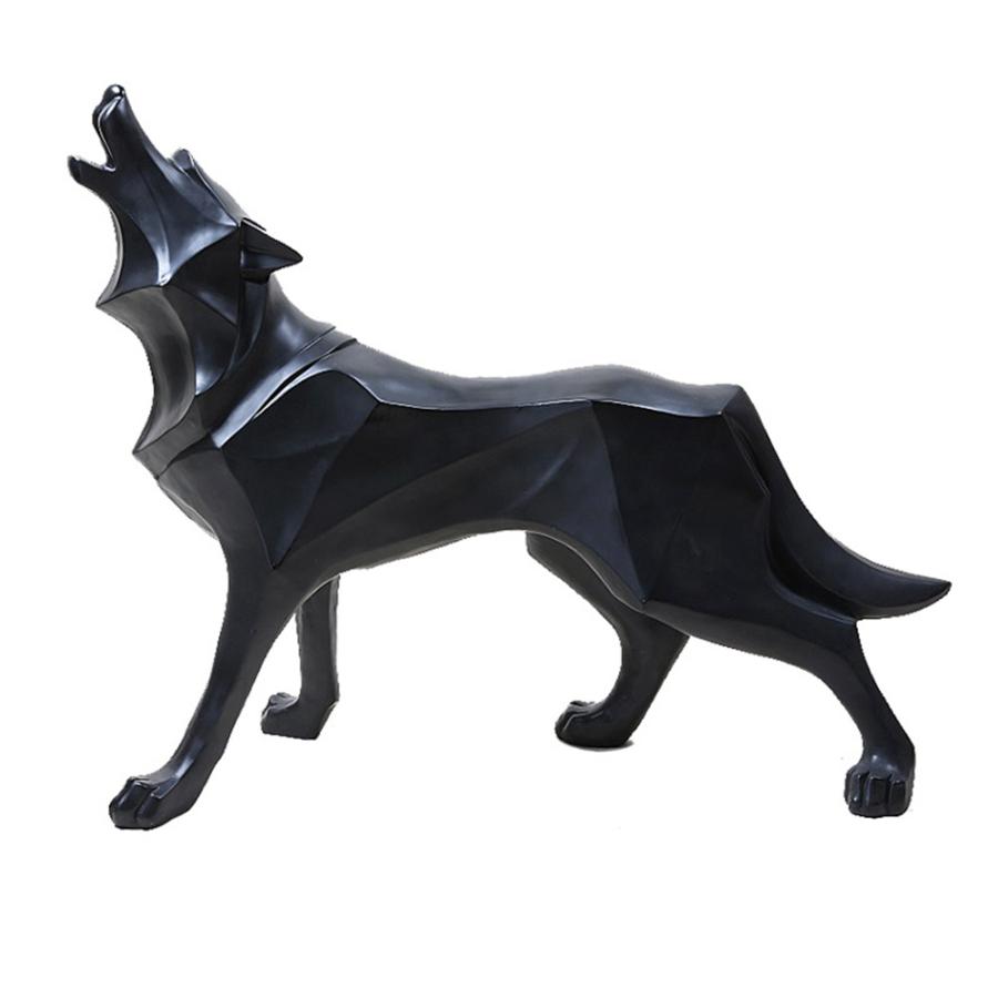 オオカミ樹脂像 モデル 置物 幾何学 抽象アイスウルフ野生生物の装飾