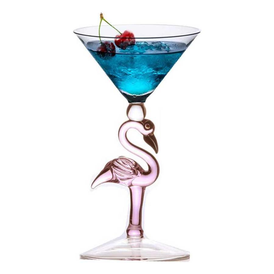 クリエイティブピンクフラミンゴカクテルグラス マティーニゴブレットグラス かっこいい食器 ユニークなバーワインセット (2 枚 200ML カクテルグラス)｜newpark｜03